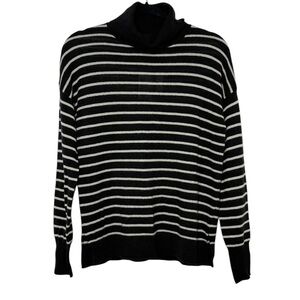 Halogen Nordstrom Cashmere Sweater Size Small Black White Striped Turtleneck NWT